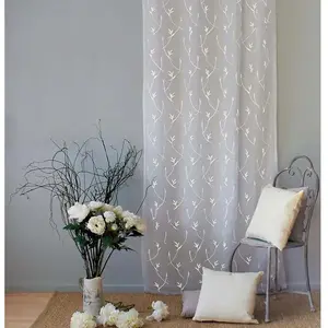 Home Maison Voilage à Imprimés Champêtres 8 oeillets (140x240 cm - Blanc laqué) pas cher