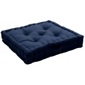 Comparateur de prix : Enjoy Home Coussin de Sol Uni en Pur Coton - Bleu Marine - 50 x 50 x 10 cm