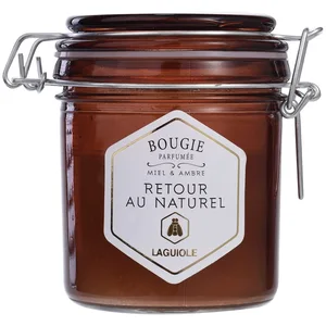 LAGUIOLE - Bougie Retour au naturel, Fermeture Charnière, Parfum de Ambre & Miel 150 g