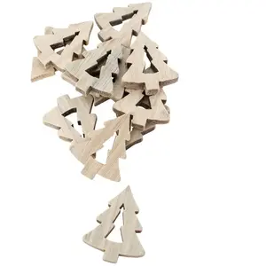 12 CONFETTIS BOIS SAPINS 4CM NATURE