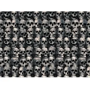 Comparateur de prix : DÉCO MURALE GÉANTE TÊTES DE MORTS 1,2 X 6 M  - DECORS DE TABLE HALLOWEEN BLANC