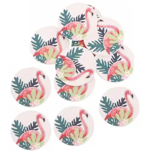 RueDeLaFete Sachet de 12 Confettis Flamant Rose ronds adhésifs en bois 2,8cm pas cher