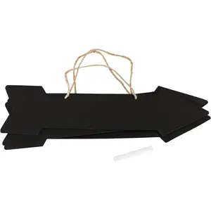 CHAKS 3 Flèches signalétiques ardoise avec craie 41 x 10 cm - Noir pas cher