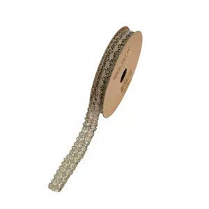RueDeLaFete Ruban fin dentelle coton 1cm, Naturel pas cher