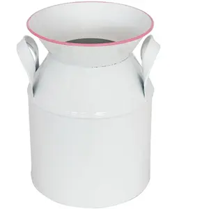 RueDeLaFete Pot à lait en métal BLANC & ROSE avec poignées 17,5 cm pas cher