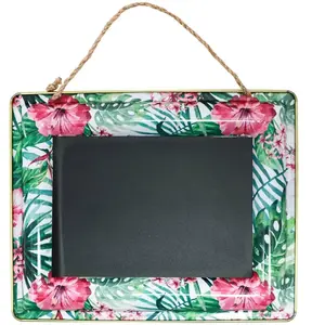 Comparateur de prix : Ardoise métal Fleurs tropicales 30,5 x 24,5 cm à suspendre