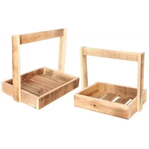 RueDeLaFete Lot de 2 Supports bois rectangles avec anse en bois 26cm/32cm pas cher