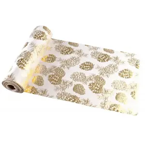 Chaks 12994, Chemin de table velours Pommes de pin 3m, Or