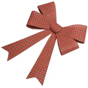 RueDeLaFete Noeud Scottish GÉANT rouge/vert/or 86cm pas cher