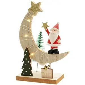 CENTRE DE TABLE LUMINEUX BOIS LUNE 11X5X16.5CM