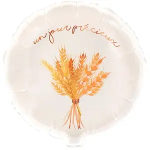 RueDeLaFete BALLON ALUMINIUM ROND ÉPIS DE BLÉ 43CM BLANC pas cher