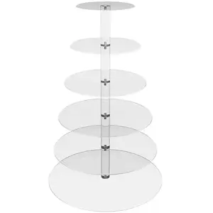 CHAKS 1 Support rond plexi transparent 6 niveaux 51.5cm REF/13365 Pour présentation mignardises, cupcakes... pas cher