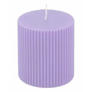 RueDeLaFete Bougie Pilier Cannelée 7x7,5cm Lilas pas cher