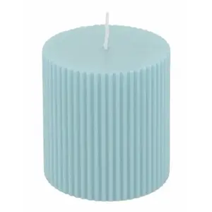 RueDeLaFete Bougie Pilier Cannelée 7x7,5cm Bleu pastel pas cher