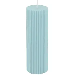 Comparateur de prix : Grande Bougie Pilier Cannelée 5x15cm, Bleu pastel