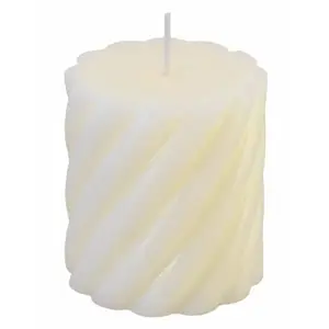 RueDeLaFete Bougie pilier Torsadée 7,5cm ivoire pas cher