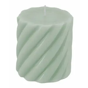 RueDeLaFete Bougie Pilier Torsadée 7,5cm Vert Sauge pas cher