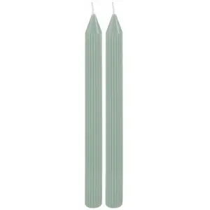 Comparateur de prix : Set de 2 bougies Flambeau Cannelées 25cm, Vert Sauge