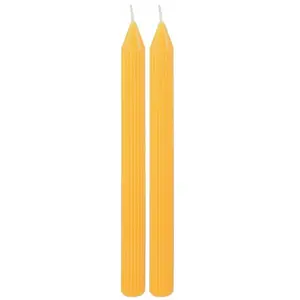 Comparateur de prix : Non communiqué 2 bougies flambeaux cannelée 25cm 7h moutarde - générique 13295-23