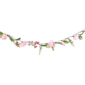Comparateur de prix : Guirlande de Fleurs et branches artificielles 120cm, Rose/Vert
