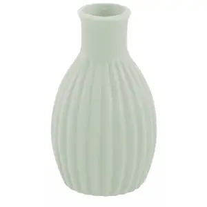 CHAKS 1 Mini vase céramique vert Olive/Sauge strié 4.5 x 8.5 cm REF/13334-120 Thème nature, Champêtre, Bohème... pas cher