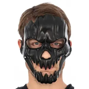 Comparateur de prix : Masque Tête de mort NOIR strié en plastique