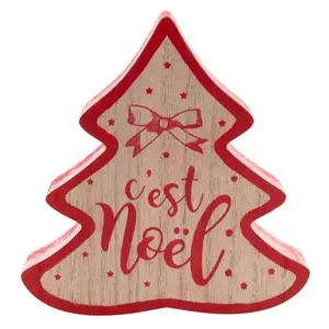 RueDeLaFete Sapin en bois C'est Noël 14,5cm pas cher