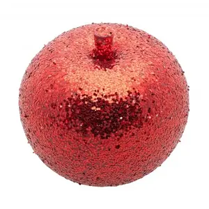 RueDeLaFete Petite Pomme de Noël Rouge pailleté 6cm pas cher
