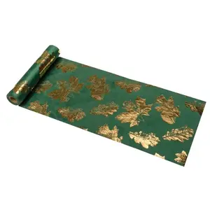 Comparateur de prix : Chaks 12854-20, Chemin de table velours Vert Foncé avec Feuilles d'Aut...