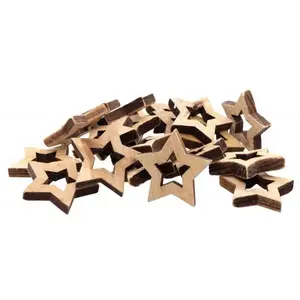 Sachet de 20 Etoiles en bois épais Naturel 5cm à disperser
