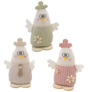 RueDeLaFete Poule Vichy aux grands yeux 18cm colorée, assortie (x1) pas cher