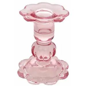 RueDeLaFete LOT de 12 Bougeoirs flambeaux FLEUR verre sur pied 10cm, Rose Water pas cher
