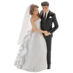 Figurine de mariage - CHAKS - Couple de mariés se tenant la main - Blanc et Noir pas cher