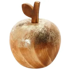 RueDeLaFete Pomme vintage en bois doré 11cm pas cher