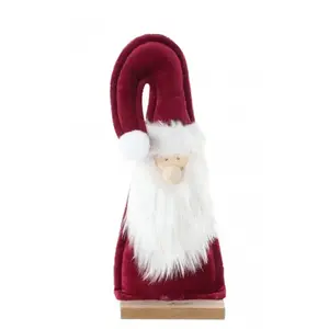 Comparateur de prix : Centre de table - CHAKS - Père Noël - Velours bordeaux - 22,5 cm - Socle en bois