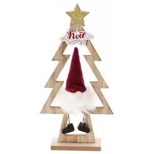 Comparateur de prix : Chaks 12899, Centre de table Sapin en bois avec Père Noël assis 29cm