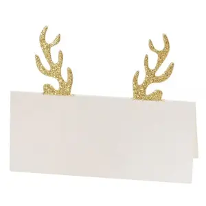 Non communiqué 6 marque-places carton renne or pailleté 9x4cm - chaks 12906 pas cher