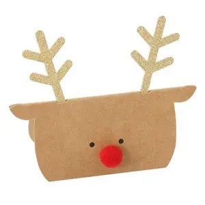 CHAKS Sachet de 6 Marque-places TÃªte de Renne nez rouge, carton Kraft