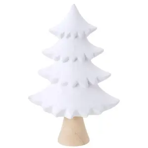 RueDeLaFete SAPIN CÉRAMIQUE TRONC BOIS 15.2X7.9X23.6CM BLANC pas cher