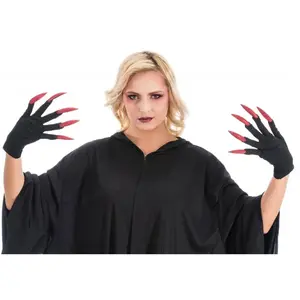 Comparateur de prix : Gants Halloween noires avec ongles Rouges pailletés
