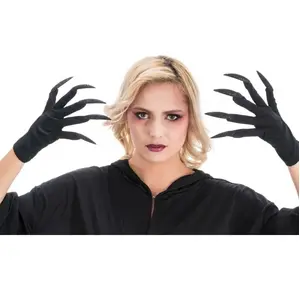 Comparateur de prix : Gants Halloween noires avec ongles Noirs pailletés