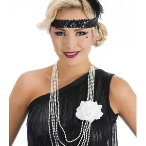 Comparateur de prix : Collier - Accessoire de déguisement - Charleston - Perles blanches - Fleur - Femme