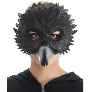 Comparateur de prix : Masque Médecin Peste avec plumes noires simili-cuir