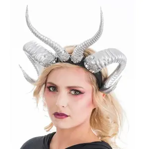 Comparateur de prix : Serre-tête Reine Maléfique Double Cornes, Argent