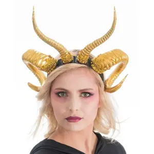 Comparateur de prix : Serre-tête Reine Maléfique Double Cornes, Or