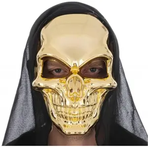 RueDeLaFete Masque Tête de mort Doré brillant pas cher