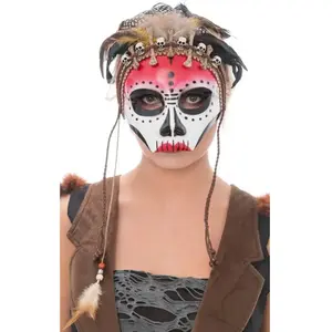 Comparateur de prix : Masque Tête de mort Vaudou blanc/rouge