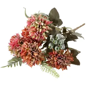 CHAKS 1 Bouquet floral artificielle 5 Scabieuses "Pink Lady" 32cm REF/13302 Décoration nature Champêtre. pas cher