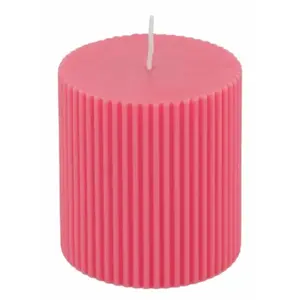 Chaks 13294-39, Bougie Pilier Cannelée 7x7,5cm Pink Lady pas cher