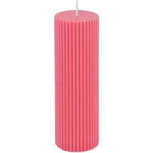 Comparateur de prix : Grande Bougie Pilier Cannelée 5x15cm, Pink Lady